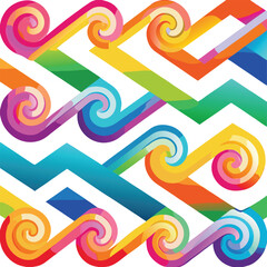 Obraz premium Zigzag and Spiral Shapes Seamless Vector Pattern