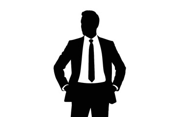 Businessman with hands in pockets silhouette formal wear