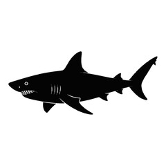 Obraz premium Fierce Shark Swimming silhouette black