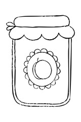 Apricot Jam Jar Cute Outline Hand Drawn Pencil Sketch