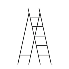 Ladder with step construction staircase vector illustration. Wood tool equipment black ladder icon climbing object. Hight wall stepladder vertical instrument.