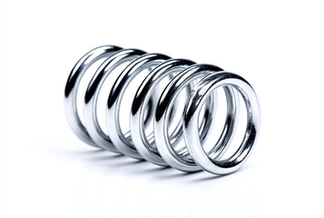 Shiny metal coil spring isolated on white background