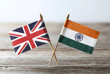 The flags of the united kingdom and india are displayed together