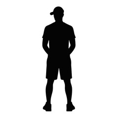 Obraz premium Man Wearing Baseball Cap and Shorts silhouette person