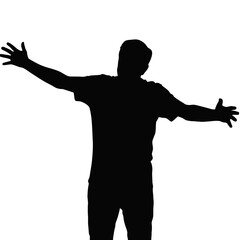 Man with outstretched arms silhouette person