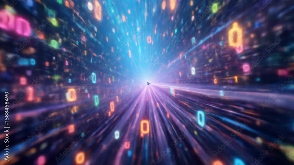 Aufkleber abstract digital data tunnel animation showcasing network communication and technology