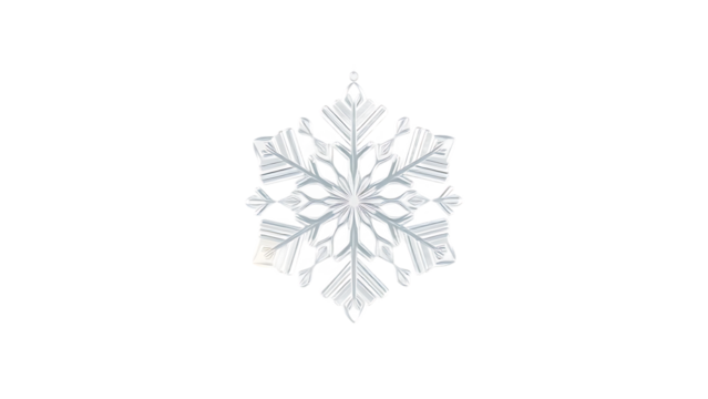 3d transparent glass render of snowflake white white background celebration isolated on white backgr