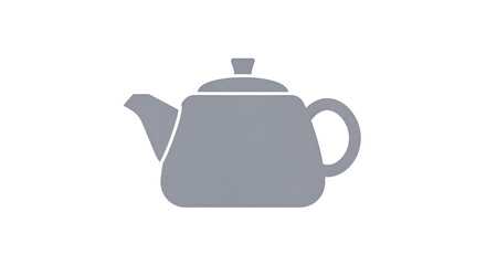 Flat icon of a grey teapot with a short spout, minimalist style, clean white background