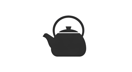 Flat icon of a black teapot with a short spout and handle, minimalist style, clean white background