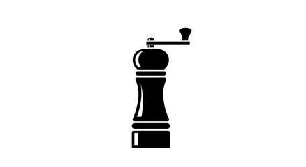 Simple black icon of a thin pepper grinder, simple and elegant look, clean white background