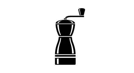 Simple black icon of a pepper grinder, simple and elegant look, clean white background