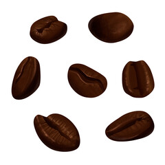 Realistic Coffee Beans Isolate Set