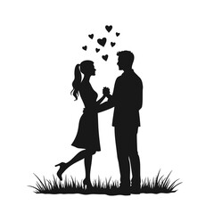 Couple dancing surrounded by hearts love romance