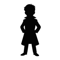 Scientist standing with hands on hips person silhouette