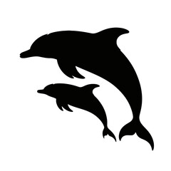 Fototapeta premium Two Dolphins Leaping Together jumping ocean