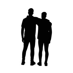 Two people embracing with transparency silhouette friendship