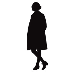 Woman wearing a long coat silhouette person