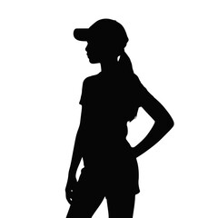 Woman wearing baseball cap silhouette casual