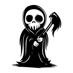 Grim Reaper Silhouette Vector Halloween, Dark Arts, Horror Design, and Fantasy