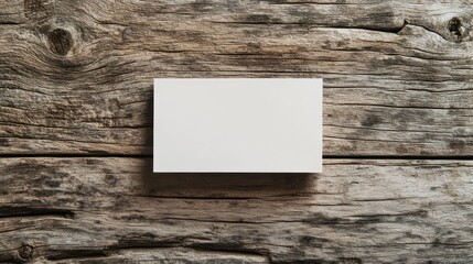 Blank White Business Card Mockup on Rustic Wooden Background