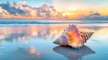 Seashell Sunset Serenity: A Coastal Twilight Symphony