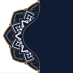 "Elegant Crescent Moon with Islamic Geometric Pattern – Gold Ornamental Design on Dark Blue Background"