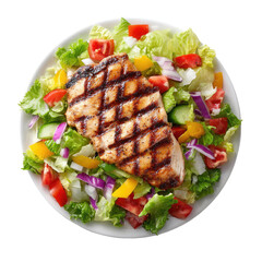 Grilled Chicken Breast Salad With Fresh Vegetables Plate