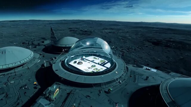 Colonization of other planets. Human base on a habitable planet. 24 fps FHS footage.