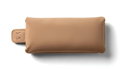 Fototapeta premium Blank tan travel neck pillow mockup with hook loop, folded flat