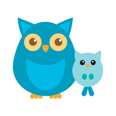 kawaii owl with .big round eyes vector flat colour