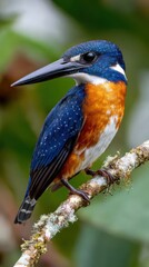 Obraz premium Guadalcanal Province Day Vibrant kingfisher perched on branch in natural habitat