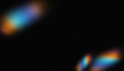 Abstract prism light leak effect on dark background with dreamy rainbow glow