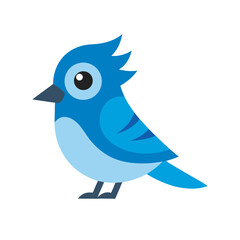 kawaii blue jay with small wings vector flat colour