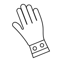 Outline of a single glove with palm visible animal illustration