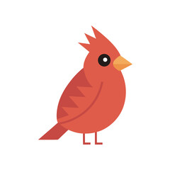 kawaii cardinal bird with crest vector flat colour