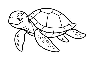 Fototapeta premium Wise Swimming Sea Turtle Isolated Vector Coloring Page for Kids