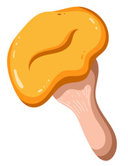 Cute Forest Mushrooms Chanterelle and Autumn Leaves Set. Vector Illustrations