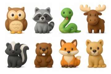 Cute 3d animal characters in cartoon style for kids artwork and design