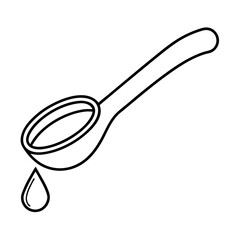 Liquid Medicine Spoon with Droplet Vector Illustration for Healthcare Designs