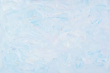 Abstract textured background with thick paint strokes in pale blue and white
