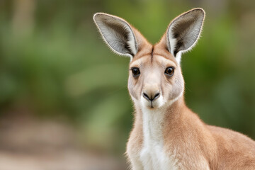 Fototapeta premium Kangaroo in Australian Wildlife and Natural Habitat with Ears and Tail in the Grasslands