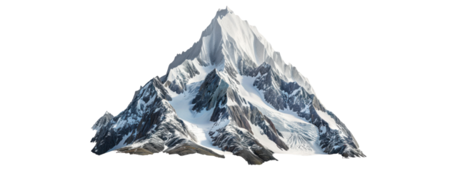 A snowy mountain peak isolated with transparent background