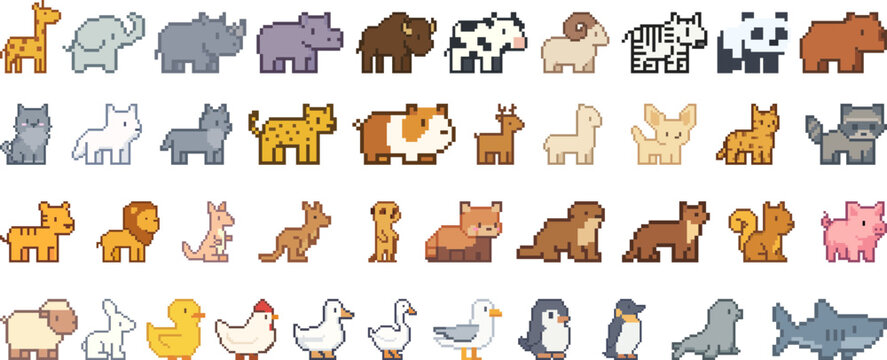 pixel animal icon sheet