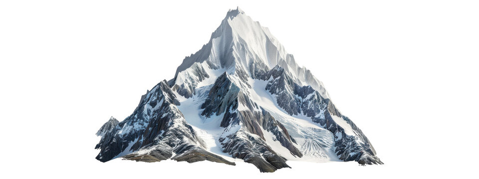 A snowy mountain peak isolated with transparent background - Powered by Adobe