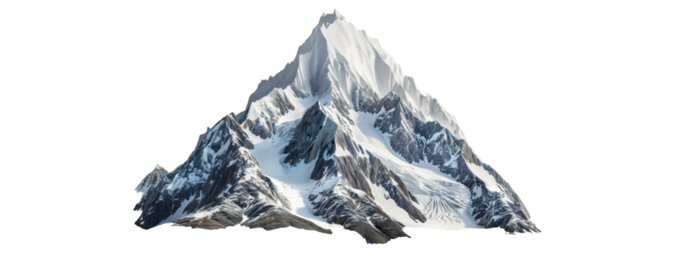 A snowy mountain peak isolated with transparent background
