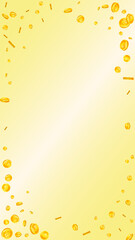 Thai baht coins falling. Gold scattered THB