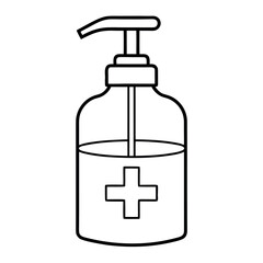 Medical Sanitizer Bottle with Pump Top Icon Design Illustration