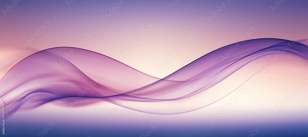 Poster dynamic abstract wavescape in soft gradient with gentle waves of purple tones for creative projects