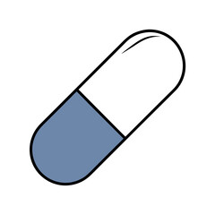 Single split color pill capsule vector illustration with minimalist design