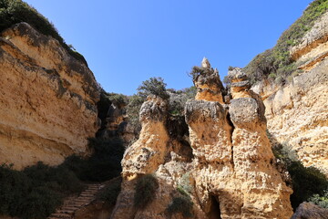 Sandstone cliffs of the Algarve, Albufeira, Portugal